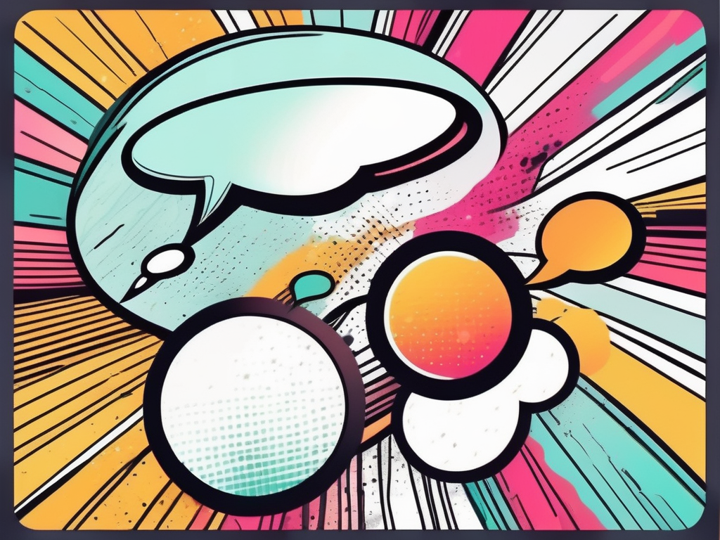 A blank comic-style speech bubble set against a vibrant